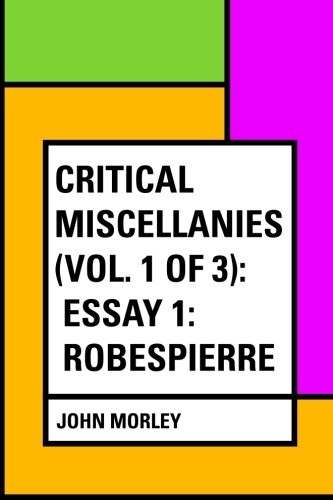 Cover for Critical Miscellanies : Essay 1