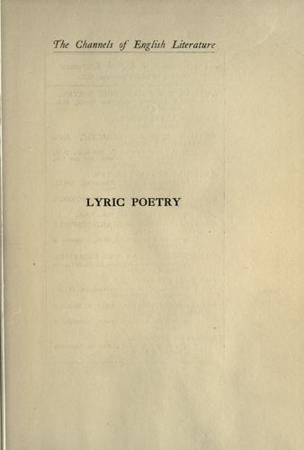 Cover for Lyric poetry.