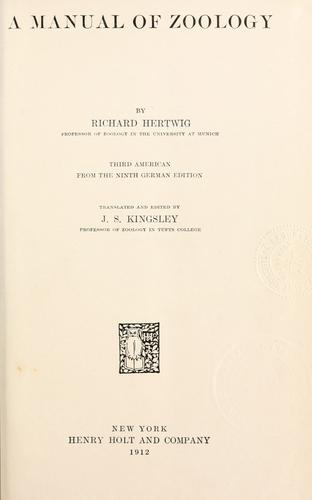 Cover for A manual of zoology