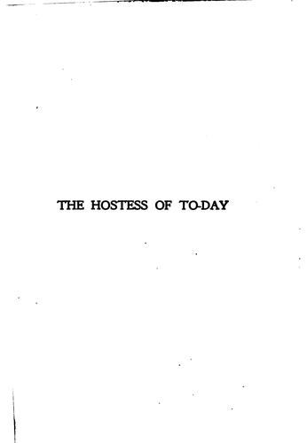 Cover for The Hostess of To-day