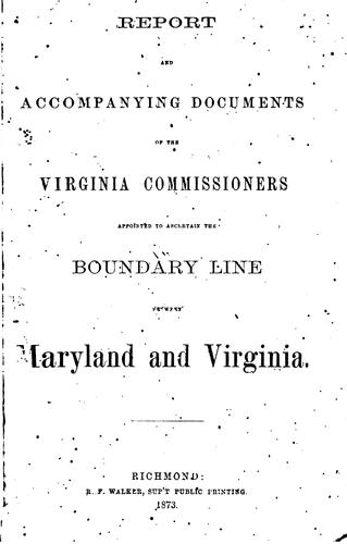 Cover for Report and Accompanying Documents of the Virginia Commissioners Appointed to ...