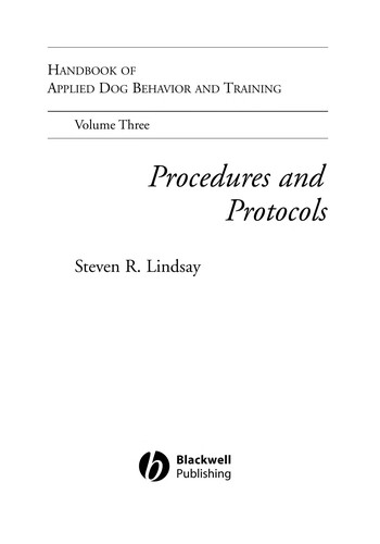 Cover for Handbook of applied dog behavior and training