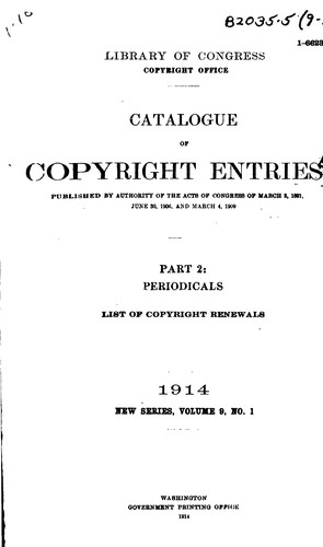 Cover for Catalog of Copyright Entries.