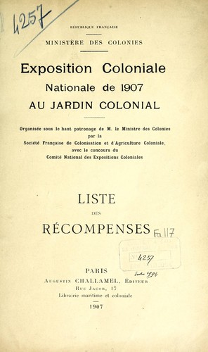 Cover for Exposition coloniale nationale de 1907 au jardin colonial