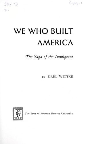Cover for We who built America