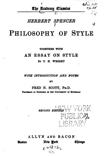 Cover for The Philosophy of Style: Together with an Essay on Style
