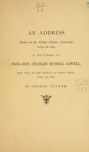 Cover for address spoken in the college chapel