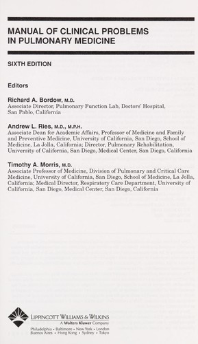 Cover for Manual of clinical problems in pulmonary medicine