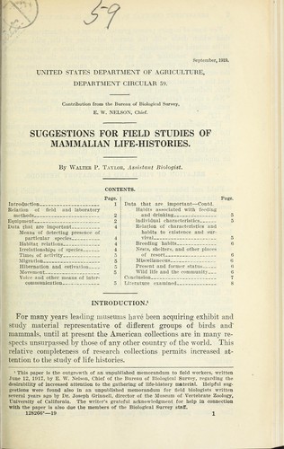 Cover for Suggestions for field studies of mammalian life-histories
