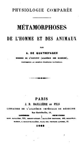 Cover for Métamorphoses de l'homme et de animaux