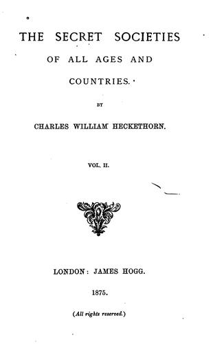 Cover for The secret societies of all ages and countries