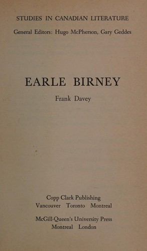Cover for Earle Birney