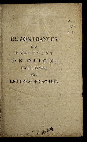 Cover for Remontrances