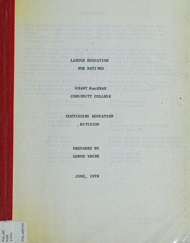 Cover for Labour education for natives