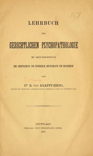 Cover for Lehrbuch der gerichtlichen Psychopathologie