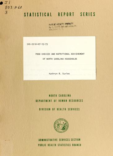 Cover for Food choices and nutritional achievement of North Carolina households