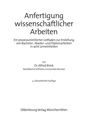Cover for Anfertigung wissenschaftlicher Arbeiten