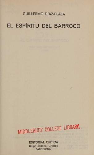 Cover for El espíritu del barroco