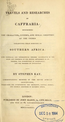 Cover for Travels and researches in Caffraria