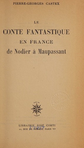 Cover for Le Conte Fantastique En France De Nodier a Maupassant