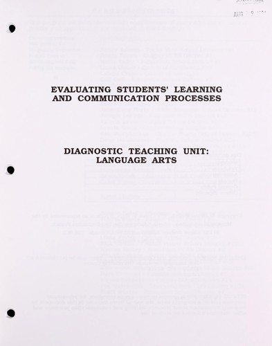 Cover for Evaluating students' learning and communication processes