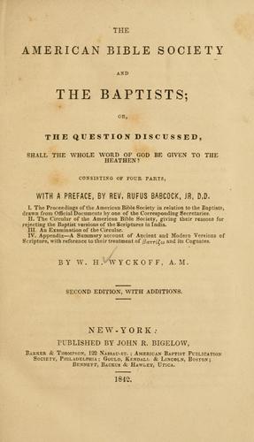 Cover for The American Bible Society and the Baptists