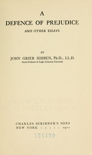 Cover for A defence of prejudice