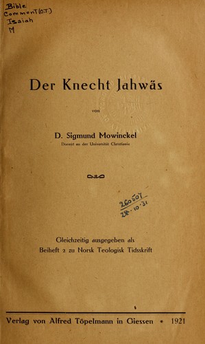 Cover for Der Knecht Jahwäs