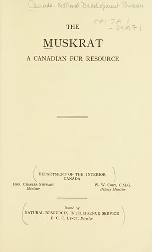 Cover for MUSKRAT- A CANADIAN FUR RESOURCE