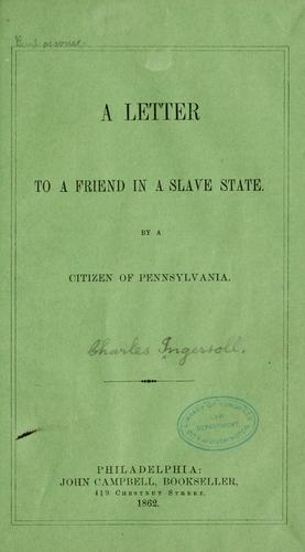 Cover for A letter to a friend in a slave state.