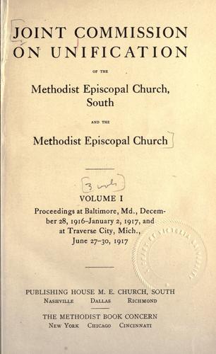 Cover for Proceedings of the Joint Commission on Unification of the Methodist Episcopal Church, South and the Methodist Episcopal Church.