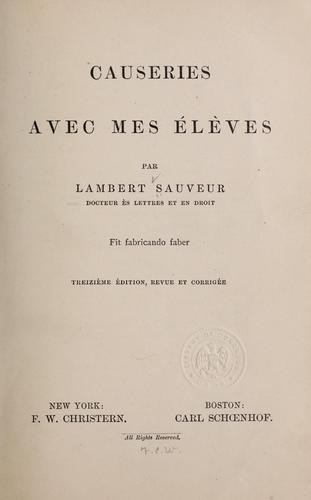 Cover for Causeries avec mes élèves