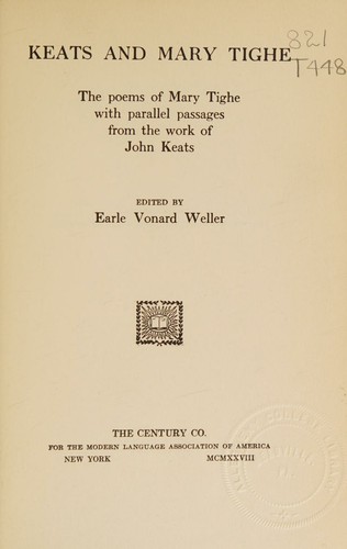 Cover for Keats and Mary Tighe