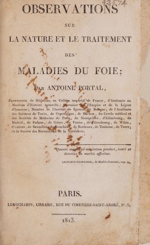 Cover for Observations sur la nature et le traitement des maladies du foie