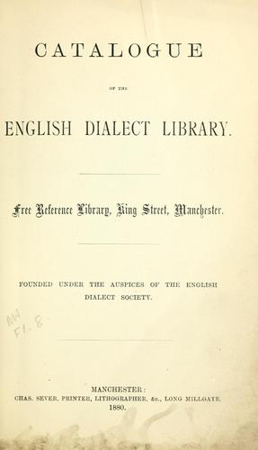 Cover for Catalogue of the English Dialect Library ... Manchester.