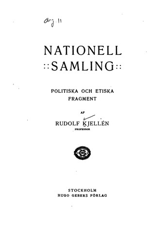 Cover for Nationell samling: politiska och etiska fragment
