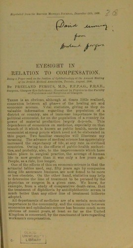 Cover for [Eyesight in relation to compensation]