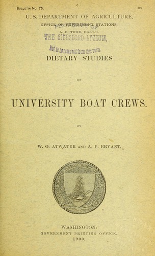 Cover for Dietary studies of university boat crews
