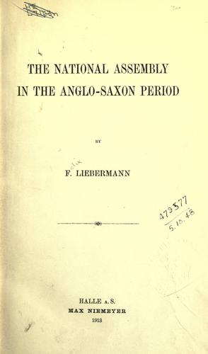 Cover for The national assembly in the Anglo-Saxon period