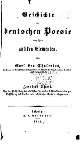 Cover for Geschichte der deutschen Poesie nach ihren antiken Elementen.