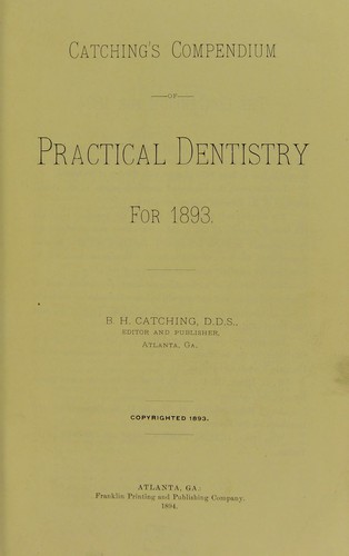 Cover for Catching's compendium of practical dentistry for 1893
