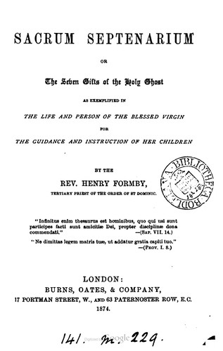 Cover for Sacrum Septenarium, or, The seven gifts of the Holy Ghost