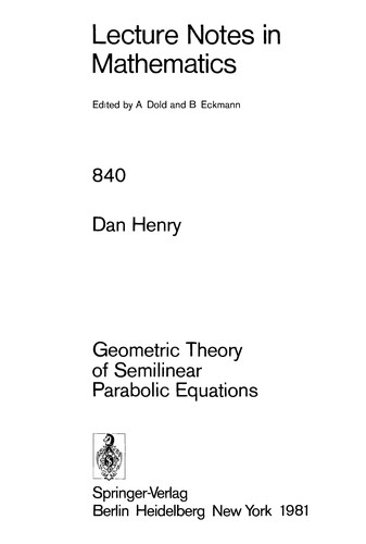 Cover for Geometric theory of semilinear parabolic equations
