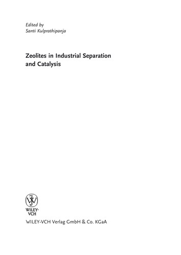 Cover for Zeolites in industrial separation and catalysis