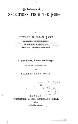 Cover for Selections from the Kur-án.