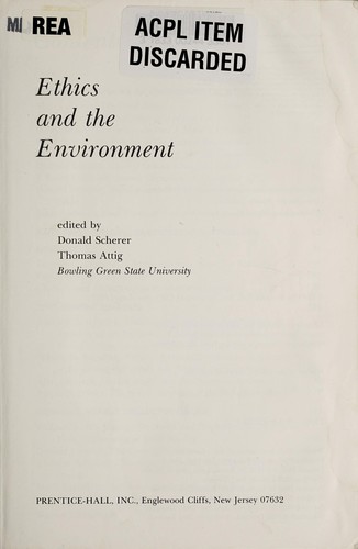 Cover for Ethics and the environment