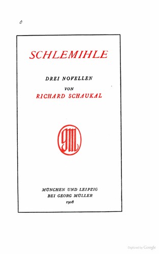 Cover for Schlemihle
