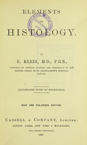 Cover for Elements of histology