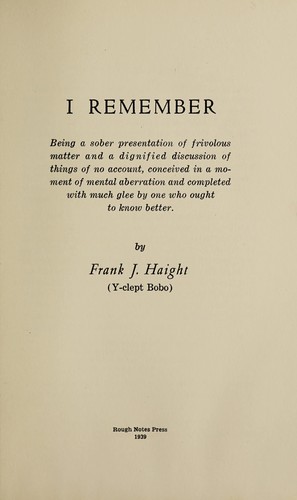 Cover for I remember