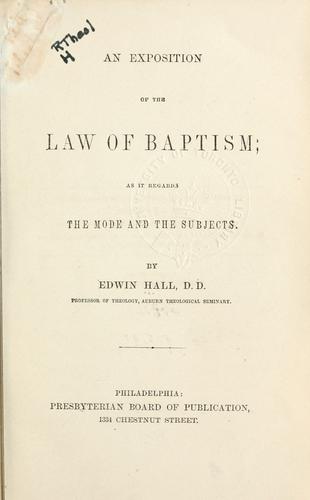 Cover for An exposition of the law of baptism